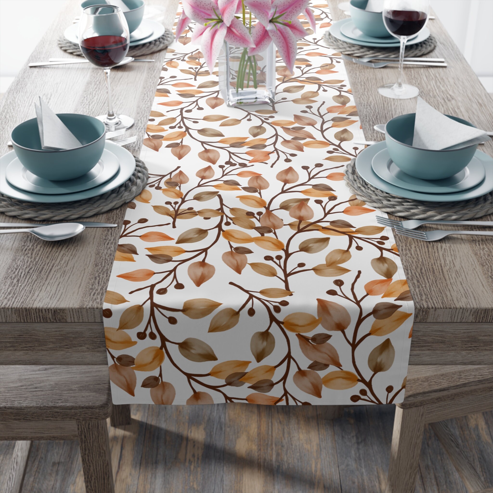 Paper Table Runner Fall Fall Table Runner, Thanksgiving Table Runner, Fall Leaves Print, Autumn ...
