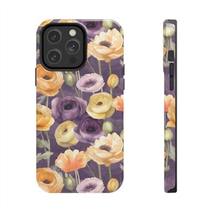 Floral Iphone Case, Plum Phone Case, Summer Iphone Case, Iphone Pro Max 14 Case, Yellow phone Case, Iphone 13 Phone Case, Womens Iphone Case