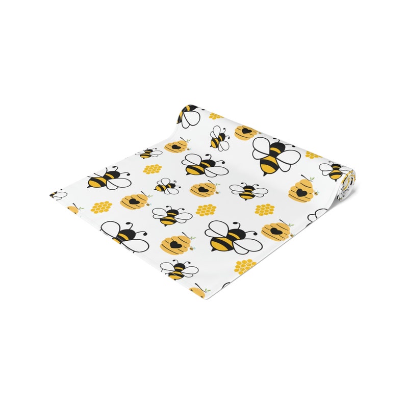 Honey Bee Table Runner, Bee Decor, Watercolor Bumble Bee Decor, Bee Hive Decor, Honey Bee Gifts, Housewarming Gift, Bee Table Decor image 8