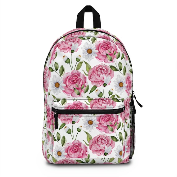Pink Rose Backpack Daisy Bag Rose Bookbag Pink Rose Bag Girl s Backpack Pink Carry on Bag Women s Backpack Rose Gifts Etsy