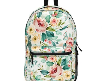 Floral Backpack, Girl's Bookbag, Women's Backpack, Pink Floral Backpack, Green Bookbag, Floral Carry On Bag, Girl's Back To School Bag