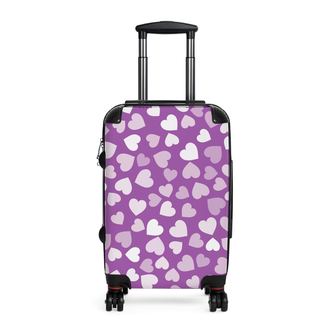 Purple Heart Suitcase Purple Luggage Heart Print Suitcase Wheeled Suitcase Girl s Carry on Bag Purple Suitcase Purple Travel Bag Etsy Canada