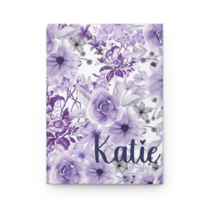 Purple Flower Journal, Personalized Name Journal, Girl Gifts, Spring Journal, Graduation Gifts, Bridesmaid Gift,  Floral Notebook, Lavender