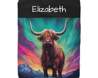 Cow Blanket, Highland Cow Blanket, Personalized Blanket, Cow Sherpa Blanket, Cow Print Throw, Highland Cow Gifts, Gift For Cow Lover