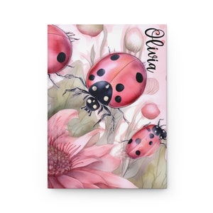 Ladybug Journal, Personalized Journal, Pink Notebook, Best Friend Gifts, Girl&#39;s Pink Journal, Watercolor Journal, Ladybug Gifts For Her