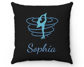 Figure Skating Pillow, Ice Skating Pillow,  Gift for Figure Skater / Ice Skating Pillow, Blue Figure Skater Pillow, Ice Skating Gift