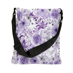Purple Crossbody Bag, Floral Tote Bag, Summer Tote Bag, Purple Tote Bag, Gift for Her, Women's Tote Bag image 8