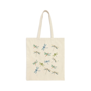 Dragonfly Tote Bag, Summer Tote Bag, Dragonfly Gifts For Her, Blue Dragonfly Decor, Dragonfly Canvas Tote, Dragonfly Bag