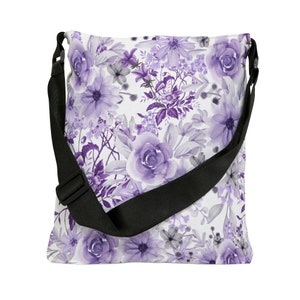 Purple Crossbody Bag, Floral Tote Bag, Summer Tote Bag, Purple Tote Bag, Gift for Her, Women's Tote Bag image 3