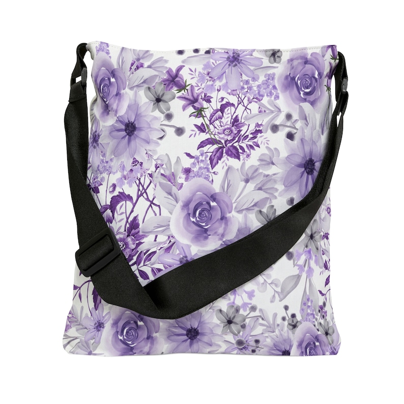 Purple Crossbody Bag, Floral Tote Bag, Summer Tote Bag, Purple Tote Bag, Gift for Her, Women's Tote Bag image 3
