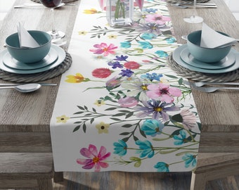 Runner da tavolo con fiori di campo, runner da tavolo estivo, decorazioni da tavolo con fiori, decorazioni da cucina floreali, stampe floreali, decorazioni da tavolo estive, regalo di inaugurazione della casa