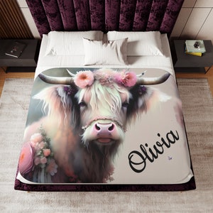 Rosa Highland Kuh Personalisierte Decke