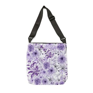 Purple Crossbody Bag, Floral Tote Bag, Summer Tote Bag, Purple Tote Bag, Gift for Her, Women's Tote Bag image 7