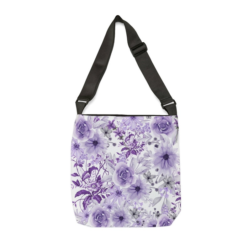 Purple Crossbody Bag, Floral Tote Bag, Summer Tote Bag, Purple Tote Bag, Gift for Her, Women's Tote Bag image 7