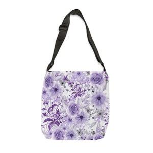 Purple Crossbody Bag, Floral Tote Bag, Summer Tote Bag, Purple Tote Bag, Gift for Her, Women&#39;s Tote Bag