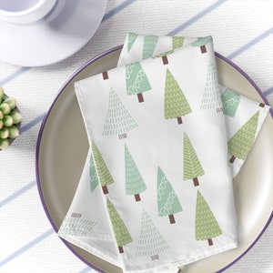 Christmas Napkins, Boho Tree Napkins, Christmas Table Decor, Christmas Tree Print, Holiday Napkins, Christmas Cloth Napkins
