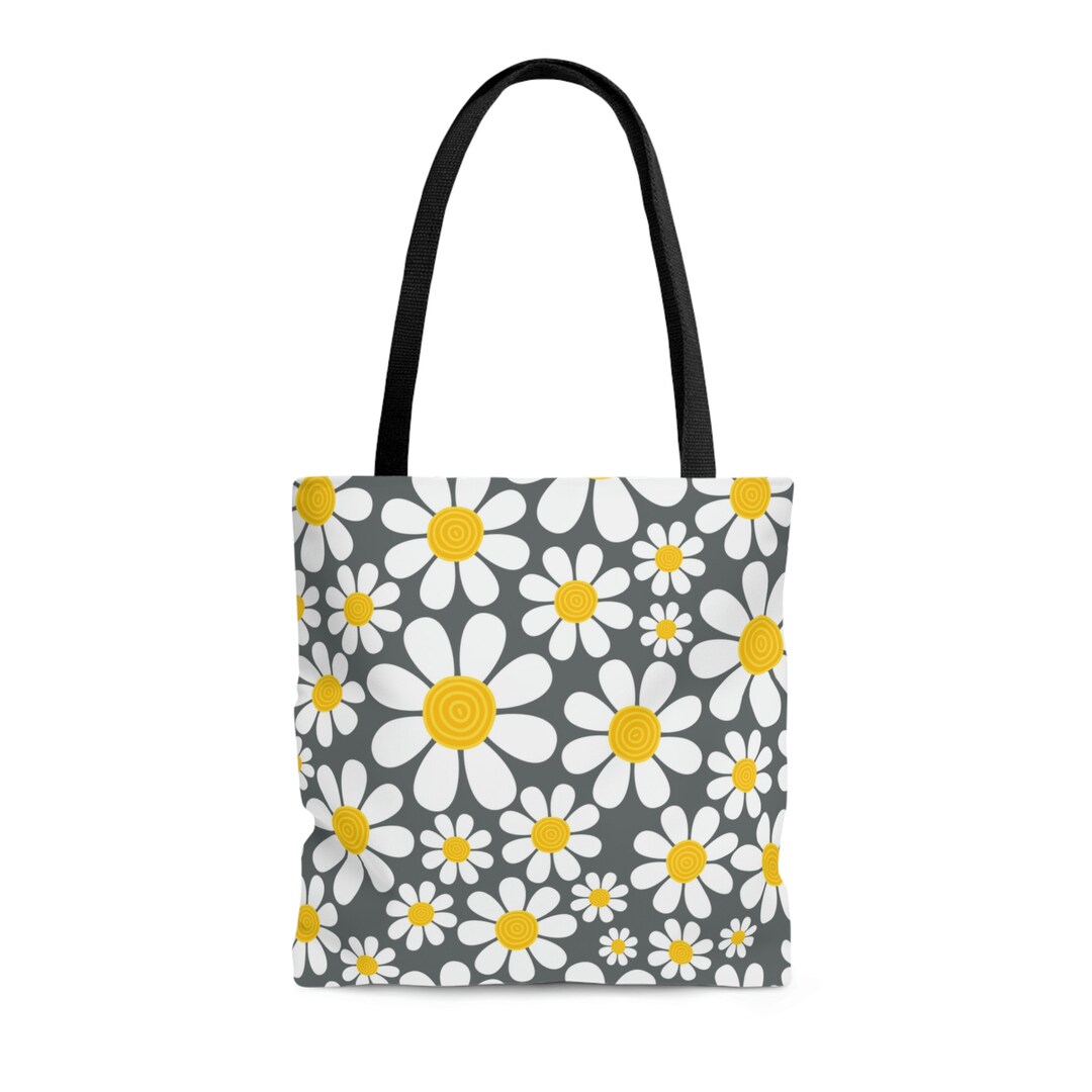 Daisy Tote Bag, Floral Bag, White Daisy Bag, Daisy Gifts, Gift for Her