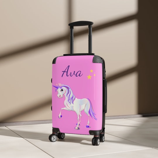 Disover Unicorn Suitcase, Girls Pink Suitcase, Unicorn Travel Bag, Personalized Luggage, Custom Luggage, Cabin Suitcase, Pink Luggage, Wheeled Bag