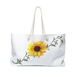 Sunflower Bag, Spring Bag, Floral Weekender Bag, Yellow Bag, Flower Overnight Bag, Sunflower Tote Bag, Summer Beach Bag, Mother&#39;s Day Gift