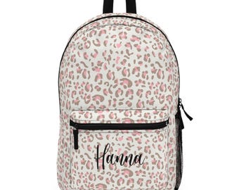 Leopard Print Backpack, Personalized Bookbag, Rainbow Backpack, Girl's School Bag, High School Backpack, Back to School Bag, Leopard Print