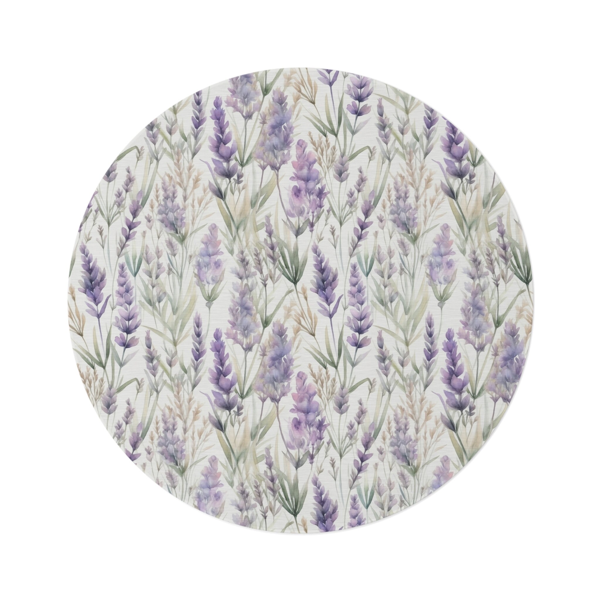 Lavender Rug Pattern Lavender Rug, Purple Flower Round Rug, Lavender Mat, Housewarming Gift ...
