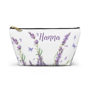 Purple Makeup Bag, Lavender Makeup Bag, Floral Cosmetic Bag, Butterfly Makeup Bag, Purple Bag, Lavender Pouch, Gift for Girl, Gift for Teen