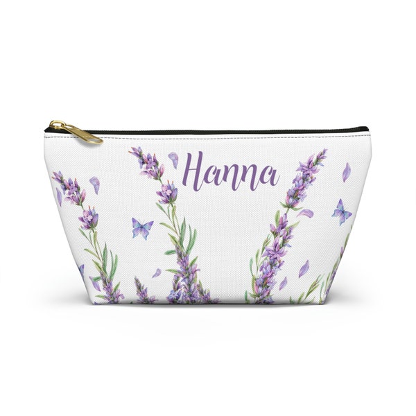 Purple Makeup Bag, Lavender Makeup Bag, Floral Cosmetic Bag, Butterfly Makeup Bag, Purple Bag, Lavender Pouch, Gift for Girl, Gift for Teen