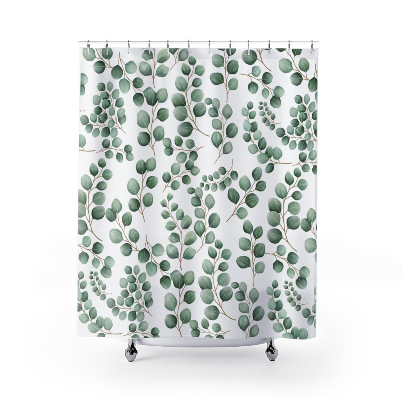 Eucalyptus Shower Curtain Eucalyptus Bath Decor Green Leaves Etsy