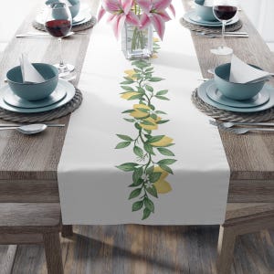 Lemon Table Runner, Lemon Leaves Decor, Lemon Kitchen Decor, Lemon Table Decor, Housewarming Gift, Lemon Gifts, Yellow Table Runner