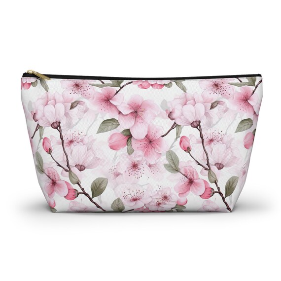 Cherry Blossom Makeup Bag, Pink Cosmetic Bag, Cherry Blossom