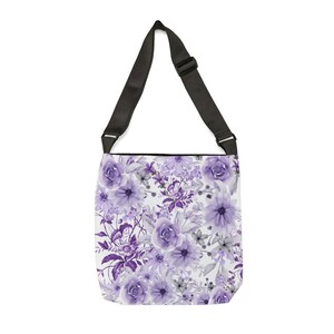 Purple Crossbody Bag, Floral Tote Bag, Summer Tote Bag, Purple Tote Bag, Gift for Her, Women's Tote Bag image 2