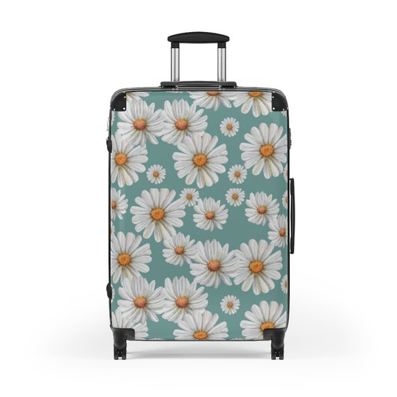 Daisy Suitcase, Daisy Travel Bag, Teal Suitcase, Daisy Decor