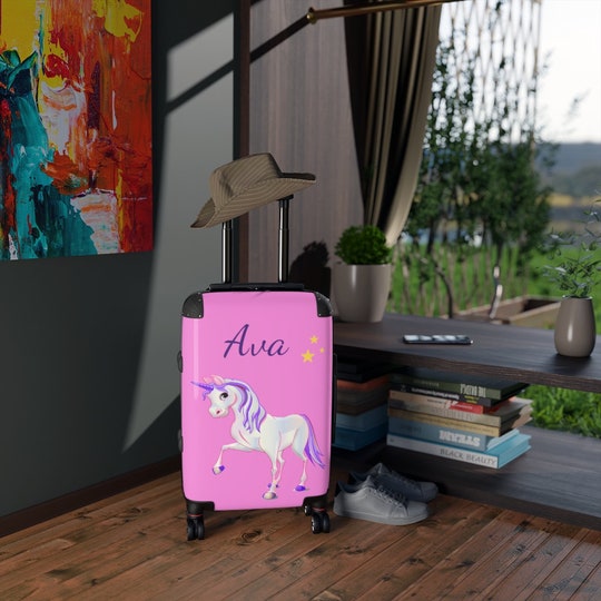 Disover Unicorn Suitcase, Girls Pink Suitcase, Unicorn Travel Bag, Personalized Luggage, Custom Luggage, Cabin Suitcase, Pink Luggage, Wheeled Bag