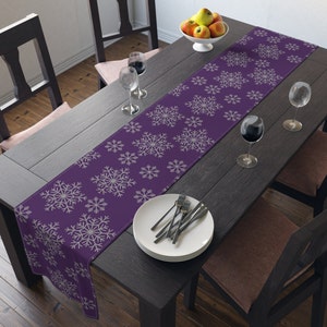 Christmas Table Runner, Snowflake Table Runner, Purple Table Decor, Snowflake Decor, Holiday Table Runner, Purple Christmas Decor