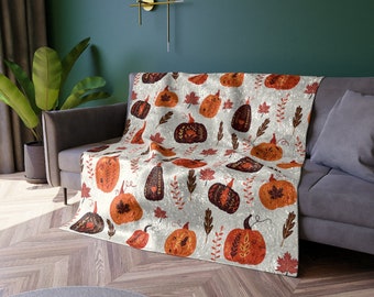 Pumpkin Blanket, Crushed Velvet Blanket, Halloween Decor, Pumpkin Decor, Fall Blanket, Fall Decor, Autumn Blanket, Fall colors