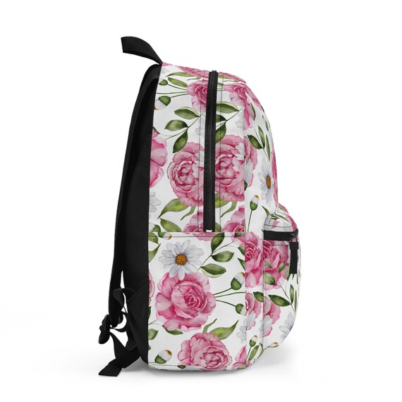 Pink Rose Backpack, Daisy Bag, Rose Bookbag, Pink Rose Bag