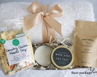 good thinking of you gifts for him Cozy blanket and soup gift box, TLC Thinking of you comfort gift , Surgery recovery, Care package for friend, Difficult time care package