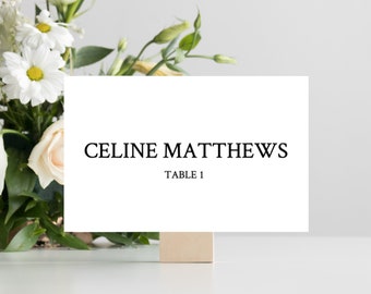Wedding Place Cards Template Printable Name Card Minimalist White ...