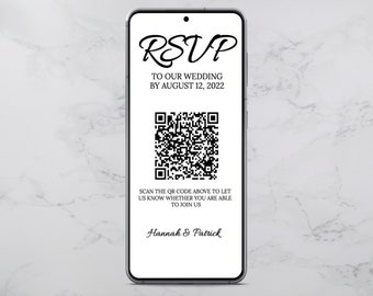 Digital Rsvp for wedding, Digital Rsvp, QR Code Rsvp Template, Wedding invite Rsvp, Editable online, wedding rsvp text message