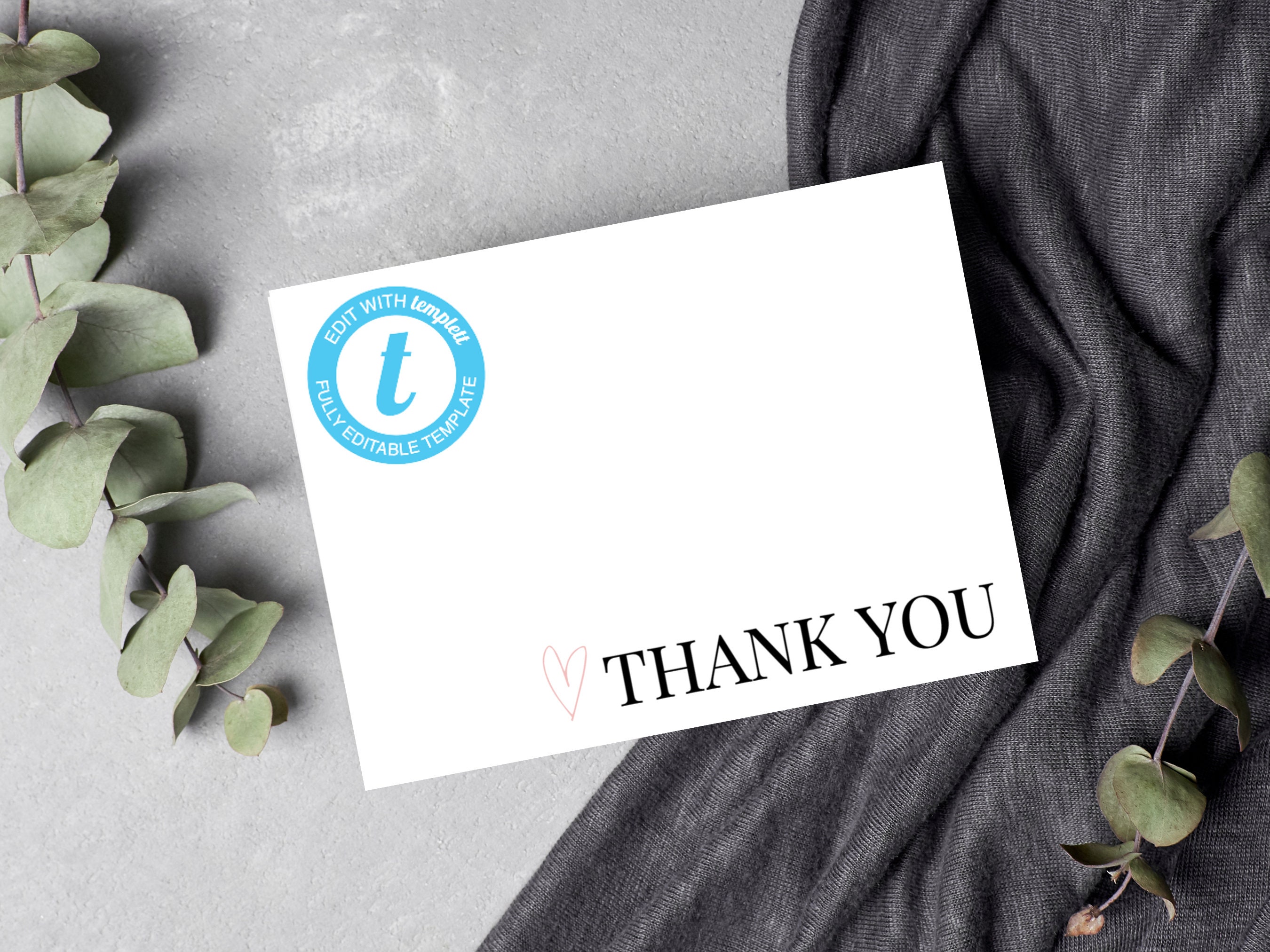 Thank You Postcard Template, Printable Modern Thank You Card, Editable ...
