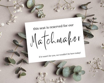 Reserved sign, matchmaker chair sign, matchmaker wedding sign, reserved for sign, wedding reservation sign, reserved chair sign