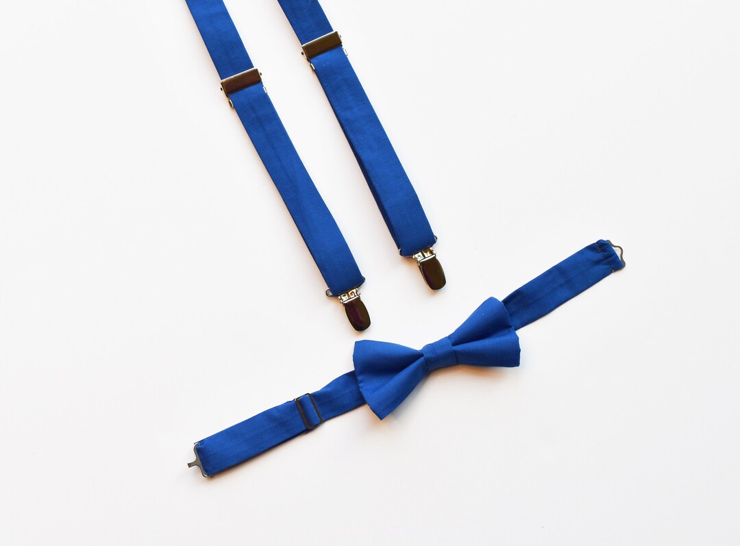 Boys Bowtie and Suspenders, Cobalt Blue Bow Tie, Horizon Blue Ring Bearer Bowtie and Suspenders