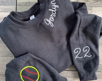 Softball Sweatshirt, Baseball Sweatshirt, Soccer Sweatshirt, Personalized Crew Neck Pullover, Softball Team Sweatshirt, Sports Mom Shirt