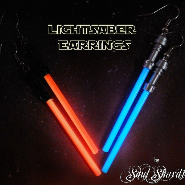 Lightsaber Earrings - Glow in the Dark Lightsabers Earrings - Geek Jewelry