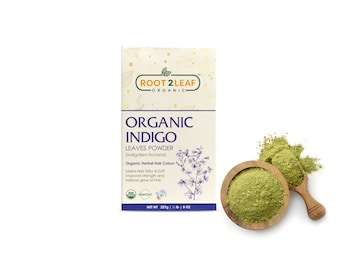 Root2Leaf Organic Indigo Leaf Powder For Hair & Beard Care (227 Gms)