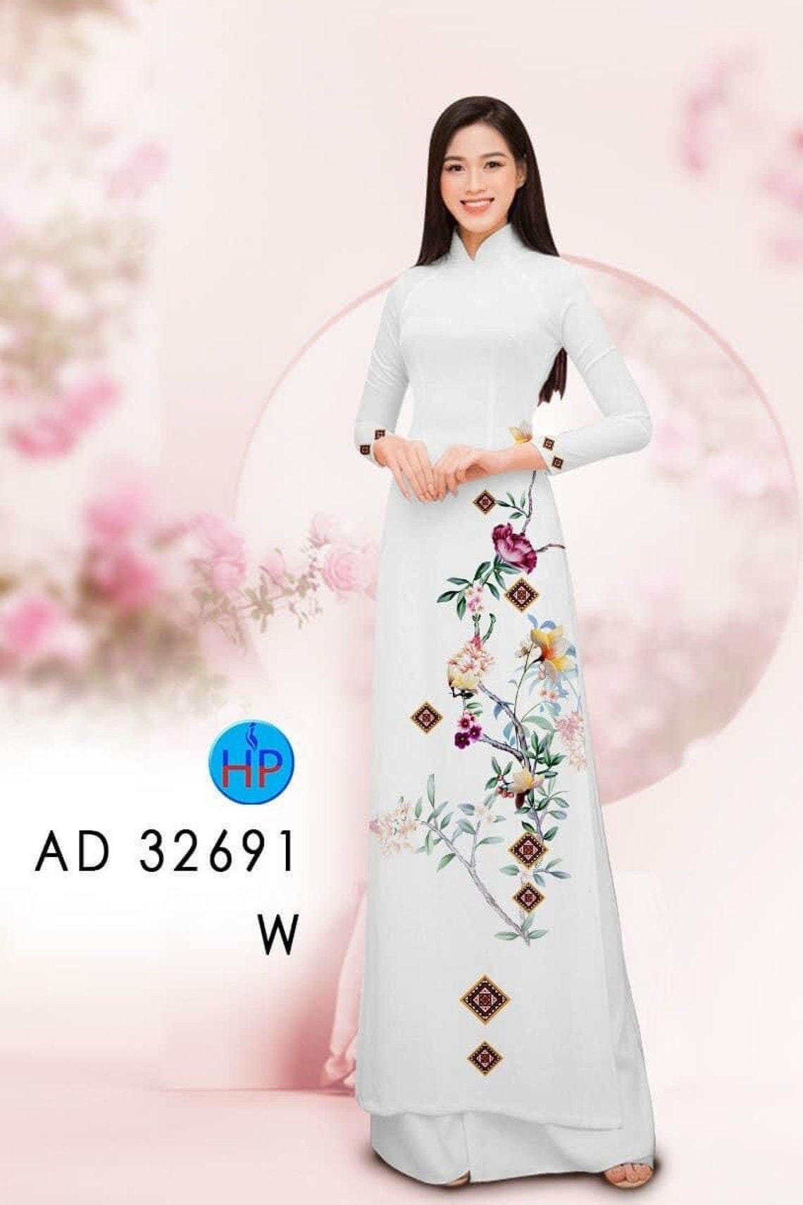 Ao Dai 107 3D Printed White Ao Dai Collection Vietnamese - Etsy