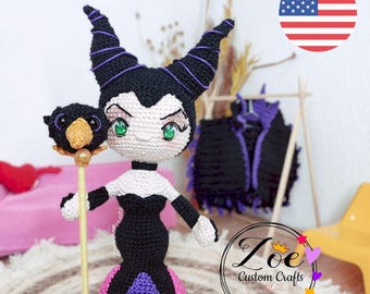 Maleficent, the evil witch PDF pattern (ENGLISH), villain, sleeping beauty, amigurumi, crochet