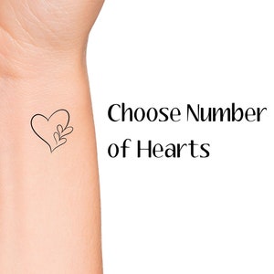 Hearts Temporary Tattoo - Choose Your Number of Little Hearts Tattoo