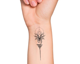 Lotus Floral Unalome Temporary Tattoo - Etsy Australia Lotus Floral Unalome Temporary Tattoo - Etsy Australia