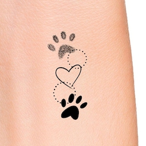 Paw Prints Heart Temporary Tattoo